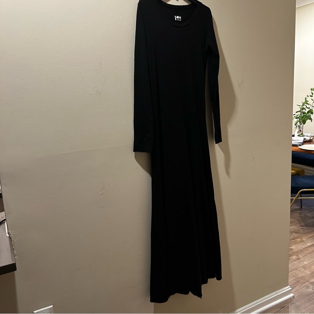 Labo.Art cotton cachemere Black Long Sleeve Crew Neck Maxi Dress.  Size 2.